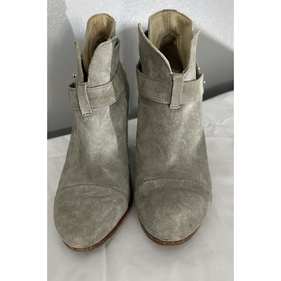 Rag & Bone Womens Sz 38 (US Sz 7.5) Gray Leather Heeled Ankle Boots Suede Bootie - Picture 6 of 9